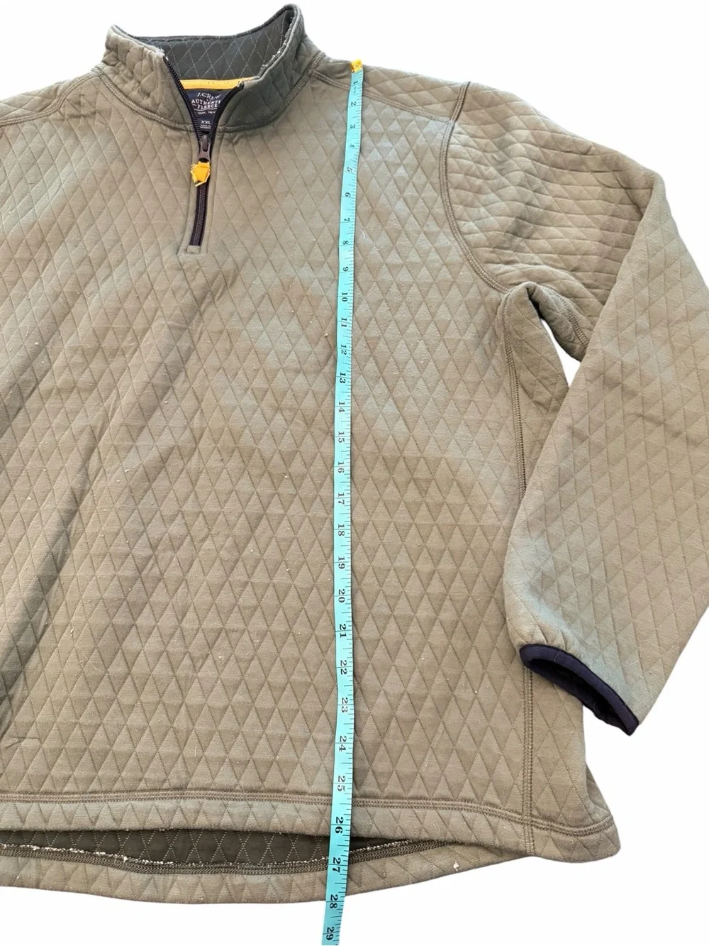 J.Crew Pullover Men Quilted Authentic Fleece Quarter Zip Green Outdoor XXL